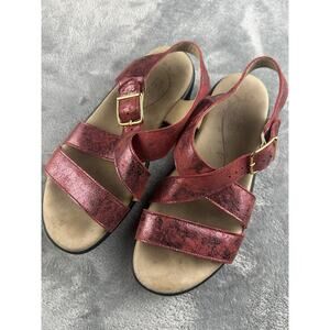 SAS Laguna Cross Strap Red Sandals Women Size 7 Comfort Casual Summer